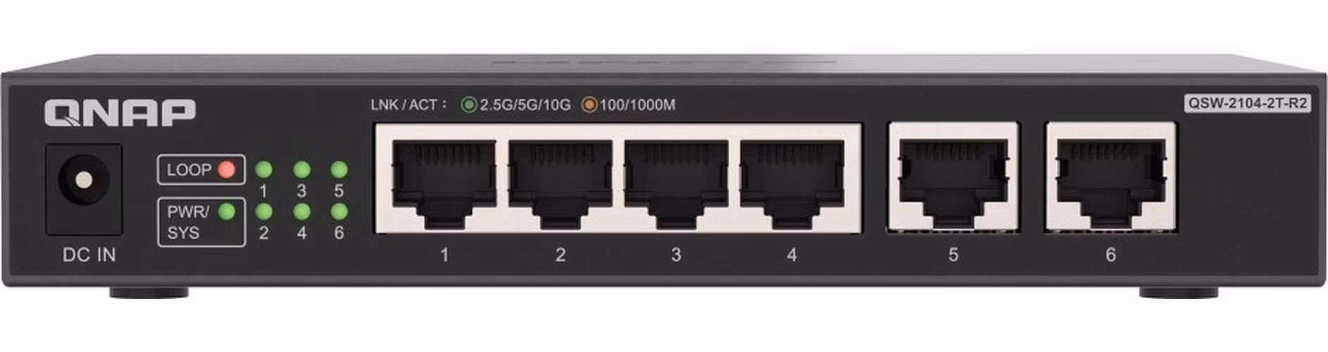 QNAP switch QSW-2104-2T-R2 (4x 2,5GbE RJ45 a 2x 10GbE RJ45)