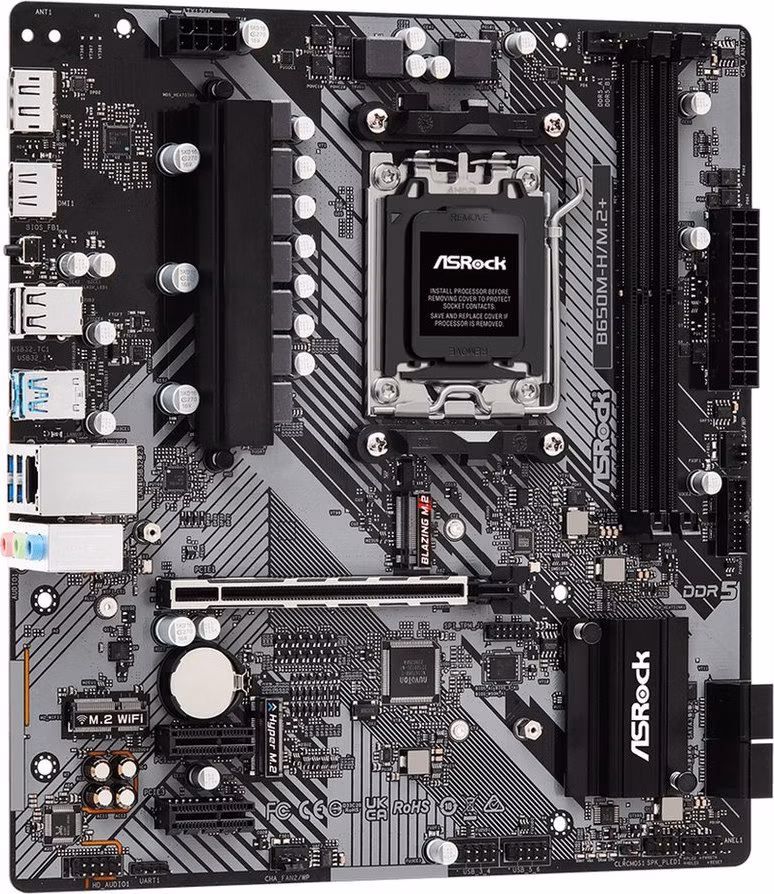ASRock B650M-H/M.2+ / AMD B650 / AM5 / 2x DDR5 DIMM / 2x M.2 / HDMI / DP / USB-C / mATX