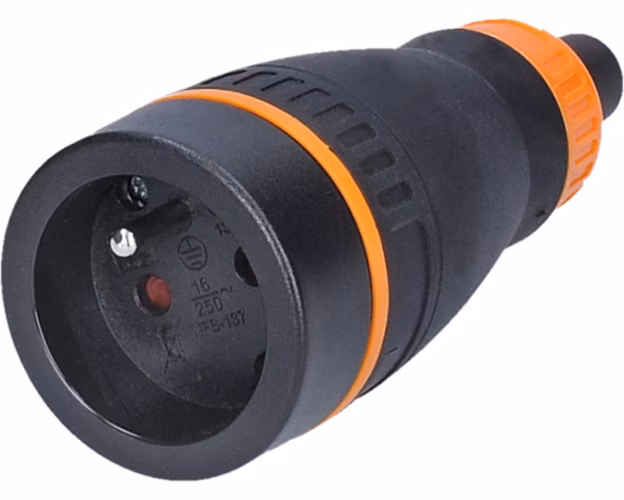 Solight zásuvka do vlhka, přímá, IP40, černá-oranžová