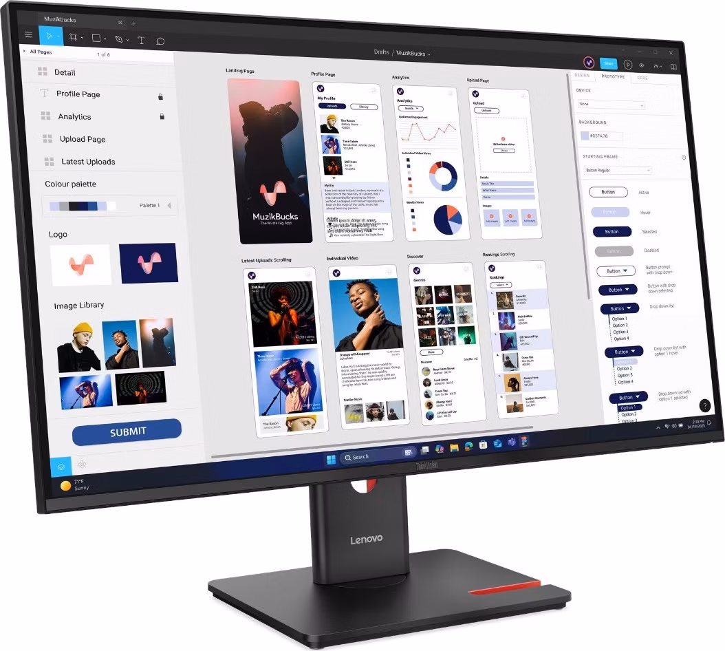 Lenovo T32UD-40/ 31,5" IPS / 3840x2160/ 16:9/ 350cd/m2cmd/ 1500:1 / 4ms/ HDMI/ DP/ USB/ USB-C/ LAN/ VESA/ PIVOT/ černý