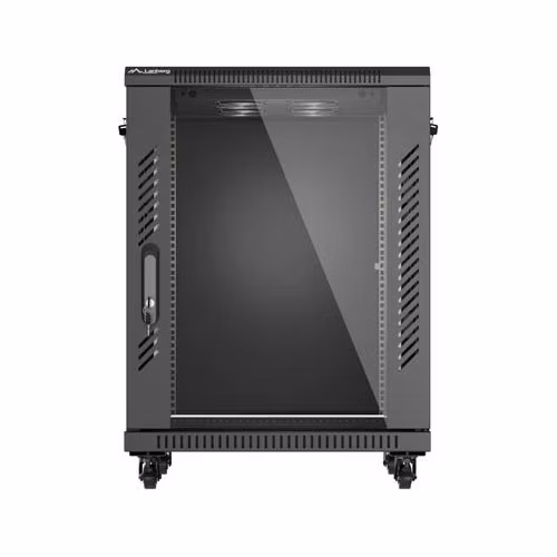 LANBERG INŠTALAČNÝ RACK 19" 15U 600X600 ČIERNE SKLENENÉ DVERE (PLOCHÉ BALENIE)