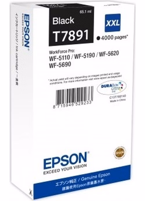 Čierna atramentová kazeta EPSON série WF-5xxx "Pisa" XXL Black (65,1 ml)