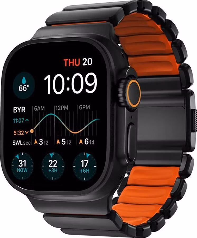 Nomad remienok Stratos pre Apple Watch 44-49mm - Ultra Orange/Black Hardware