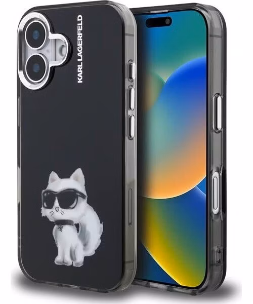 Karl Lagerfeld IML Aquarelle Choupette kryt iPhone 16 čierny