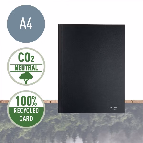 LEITZ Ekologické tříchlopňové kartonové desky RECYCLE, A4, černá