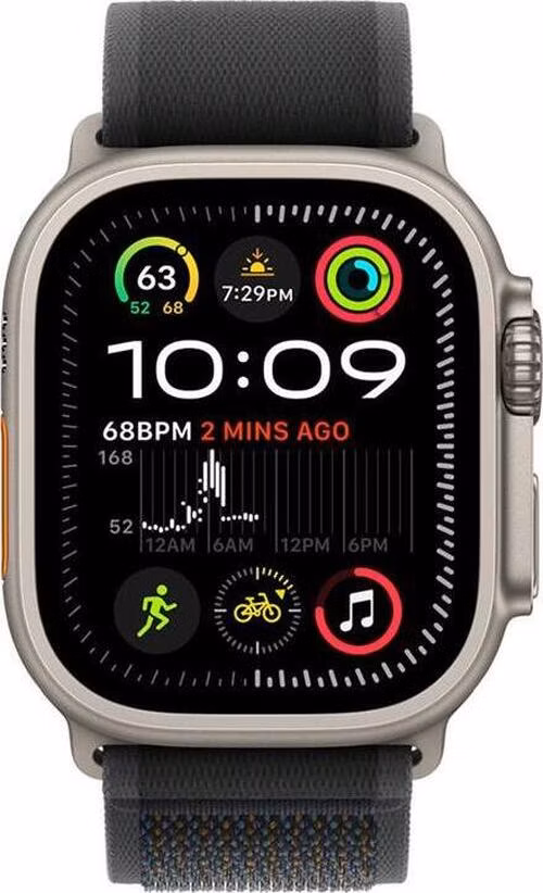 Apple Watch 49mm Black Trail Loop - S/M - Natural Titanium Finish