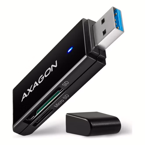 AXAGON CRE-S2N, USB-A 3.2 Gen 1 - čítačka kariet SUPERSPEED, 2-slotová a lun SD/microSD, podpora UHS-I