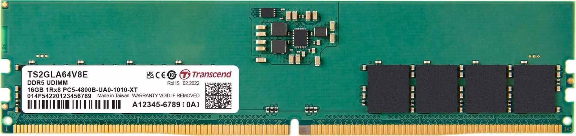 Transcend paměť 16GB UDIMM DDR5 4800 1Rx8 (2Gx8)x8 CL40 1.1V