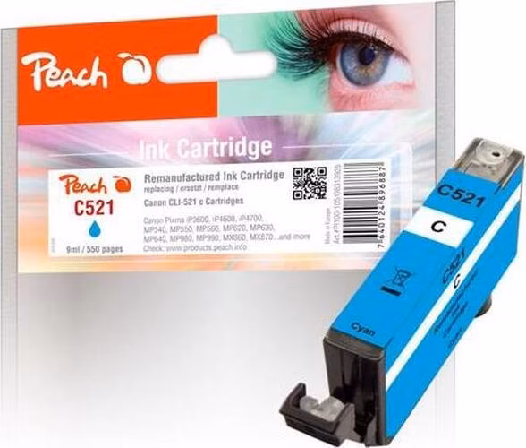 PEACH kompatibilní cartridge Canon CLI-521c, cyan, 9 ml