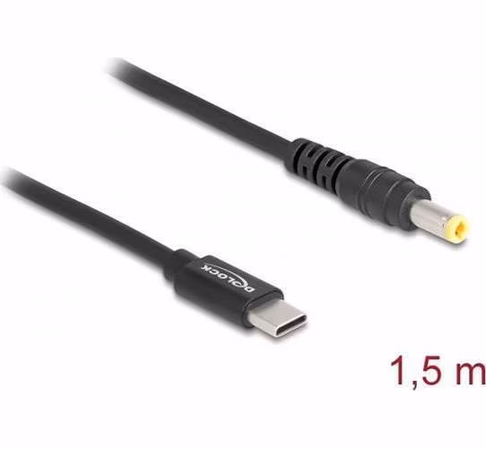Delock Nabíjecí kabel pro laptop, ze zástrčky rozhraní USB Type-C™ na zástrčku 5,5 x 2,5 mm