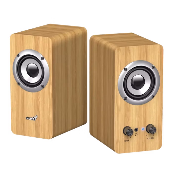 Genius SP-HF400 Reproduktory, 2.0, 10W, 3,5mm jack, dřevěné, světlé dřevo