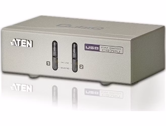 ATEN KVM switch CS-72U USB 2PC audio, with custom cables 1,2m