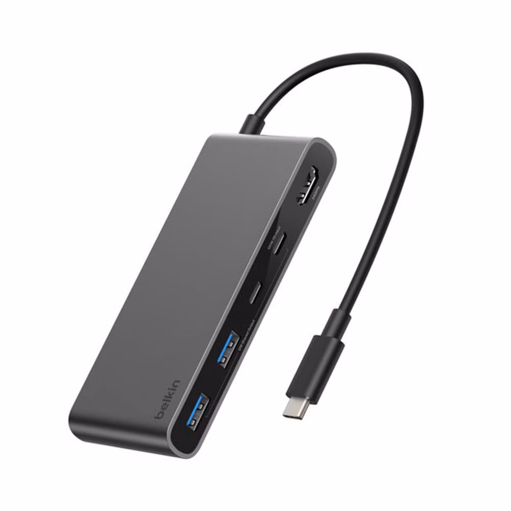 Belkin Connect 7-Port USB-C Hub with Dual USB-C Ports - Space Gray