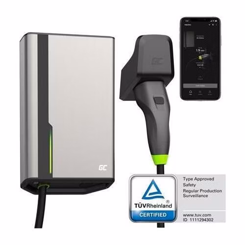 Green Cell GC HabuDen Wallbox 22kW 32A 5m kabel typu 2 Smart EV nabíjecí stanice s aplikací GC Bluetooth WiFi