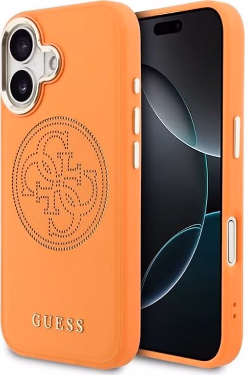 Guess PU Perforated 4G Logo MagSafe kryt iPhone 17 oranžový