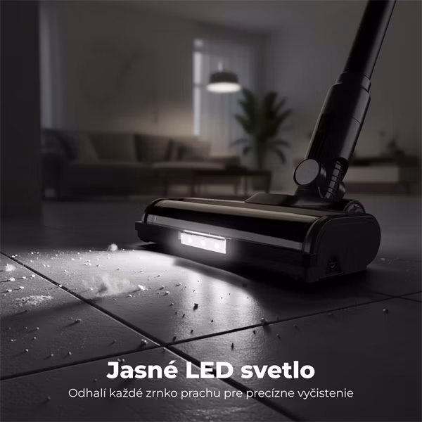 AENO Tyčový vysavač SC7, Turbo kefa s osvetlením, super výkonný 435 W, 2200mAh batéria, 60 min. prevádzky, LED displej