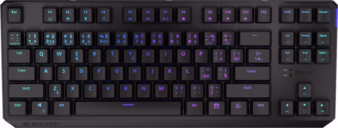 Endorfy herní klávesnice Thock TKL Wireless Brown / RGB / brown sw. / bezdrátová / mechanická / CZ/SK layout / černá