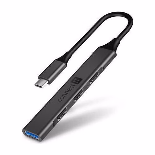 CONNECT IT USB-C hub, (1xUSB-A 3.0, 3xUSB-A 2.0), externí, ANTRACITOVÝ