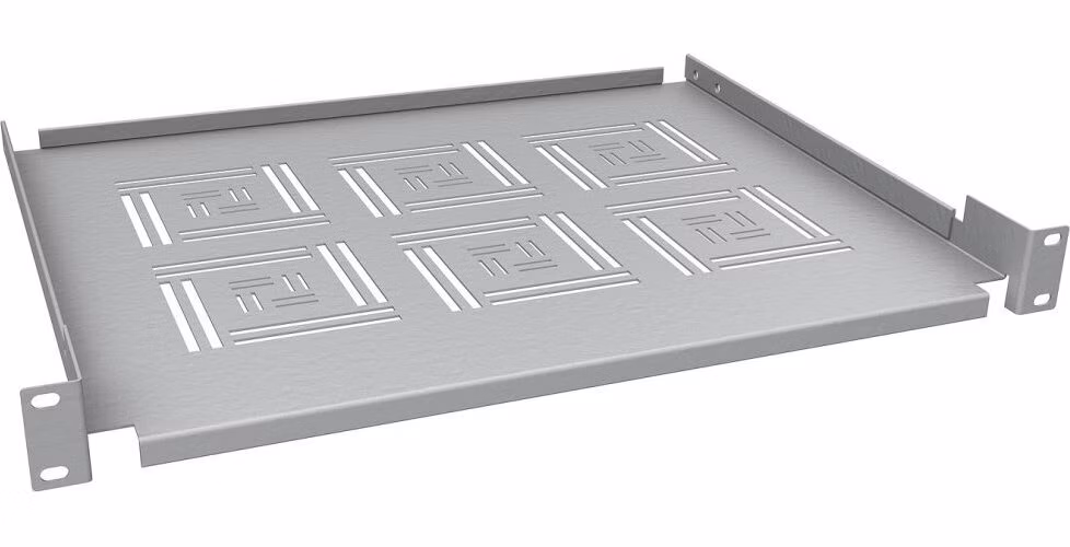 Solarix Police 19" 1U 350mm ukládací plato RAL 7035 úchyt na přední lišty UP-03-G