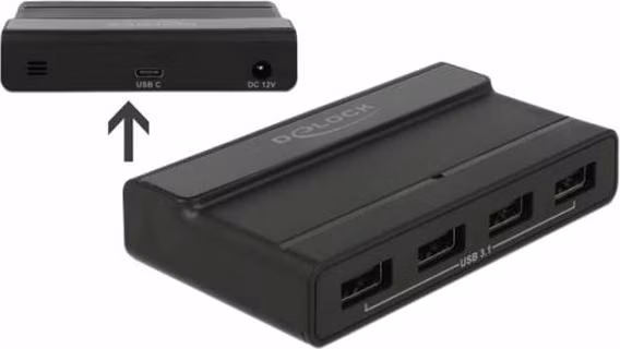 Delock Externí USB 3.1 Hub se 4 porty na 10 Gbps