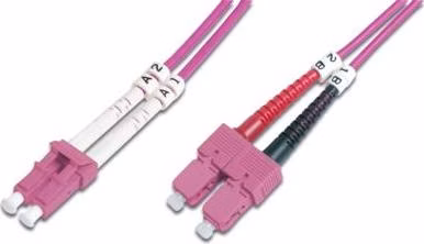 DIGITUS Fiber Optic Patch Cord, LC to SC, Multimode OM4 - 50/125 µ, Duplex, color RAL4003 Length 2m