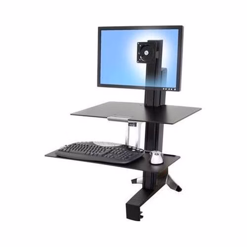 ERGOTRON WorkFit-S, Single HD Workstation with Worksurface (black), nastavitelný stolní držák pro monitor, kláv.+myš. police