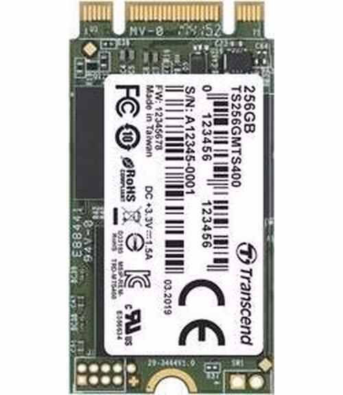 TRANSCEND MTS400 256GB SSD disk M.2 2242, SATA III 6Gb/s (MLC), 530MB/s R, 470MB/s W, tray