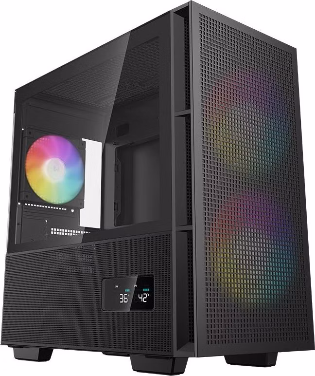 DEEPCOOL skříň CH360 Digital / mATX / 140mm +120 mm fan / USB 3.0 / USB-C /  mesh panel / prosklená bočnice / černá