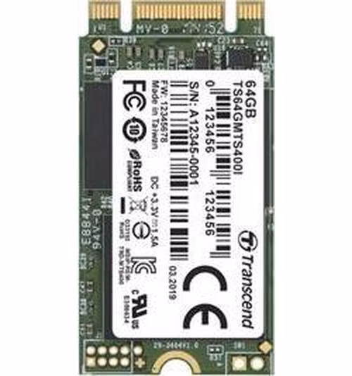 TRANSCEND MTS400I 64GB Industrial SSD disk M.2 2242, SATA III 6Gb/s (MLC), 530MB/s R, 105MB/s W