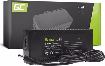 Green Cell® Nabíječka  54,6V 2A Ebike pro 48V Li-Ion baterii 5,5 * 2,1 mm zástrčka EU verze