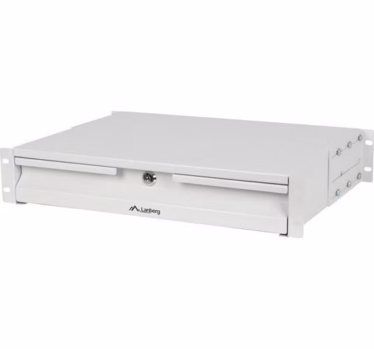 19" 2U 360MM ŠEDÁ SKRIŇOVÁ ZÁSUVKA LANBERG (2U/483X360MM NOSNOSŤ DO 90KG, 4BODOVÁ MONTÁŽ)