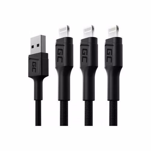 Green Cell Set 3x Cable GC Ray USB - Lightning 120cm for iPhone, iPad, iPod, white LED, quick charging