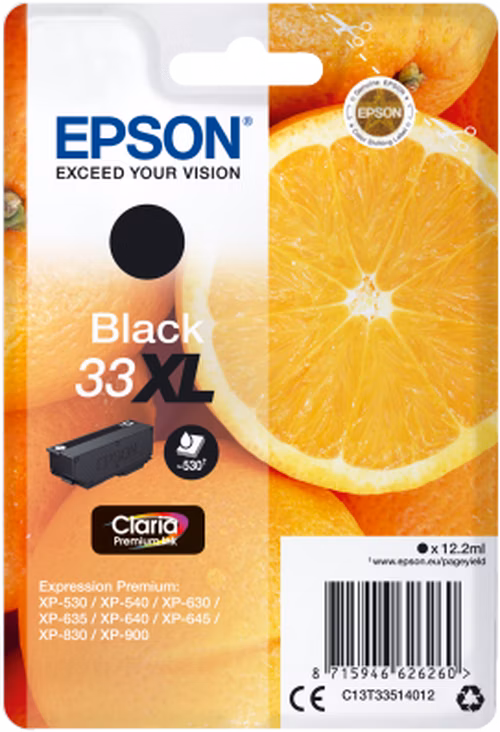 Čierny atrament EPSON v jednom balení "Orange" Black 33XL Claria Premium Ink