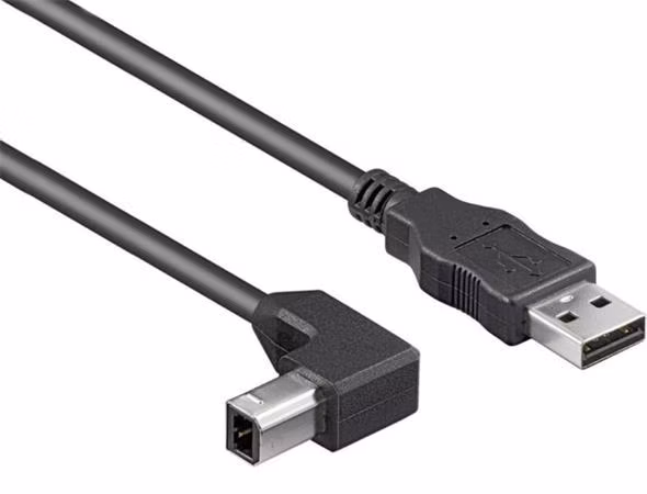 PremiumCord Kabel USB 2.0, A-B, 3m se zahnutým USB-B konektorem 90°