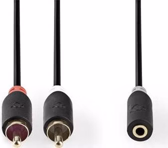 Nedis CABW22255AT02 - Stereofonní Audio Kabel | 2x RCA Zástrčka - 3,5mm Zásuvka | 0,2 m | Antracit