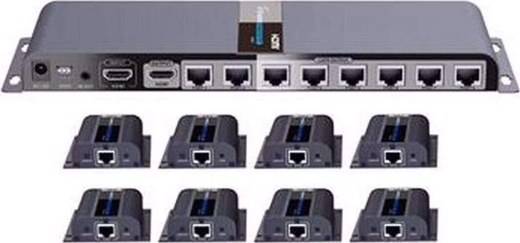 PremiumCord HDMI 1-8 splitter+extender po CAT6/6a/7, FULL HD, 3D