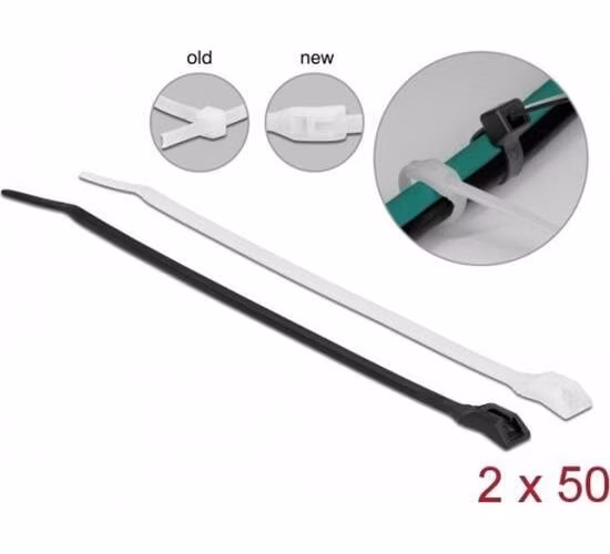 Delock Kabelový úvazek s plochou hlavou, D 280 x Š 3,6 mm, 100 ks
