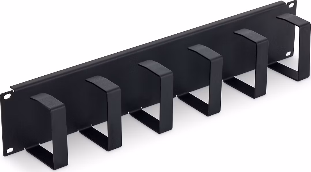 Triton 19' vyvazovací panel 2U, 6x vyvazovací háček 70x85 mm, černý