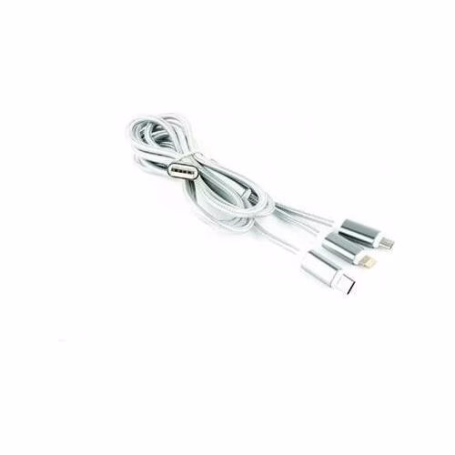 GEMBIRD CABLEXPERT Kabel USB A Male/Micro USB + Type-C + Lightning, 1m, opletený, stříbrný, blister