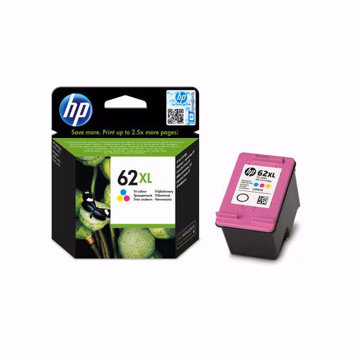 HP (62XL) Tříbarevná originální inkoustová kazeta, C2P07AE originál