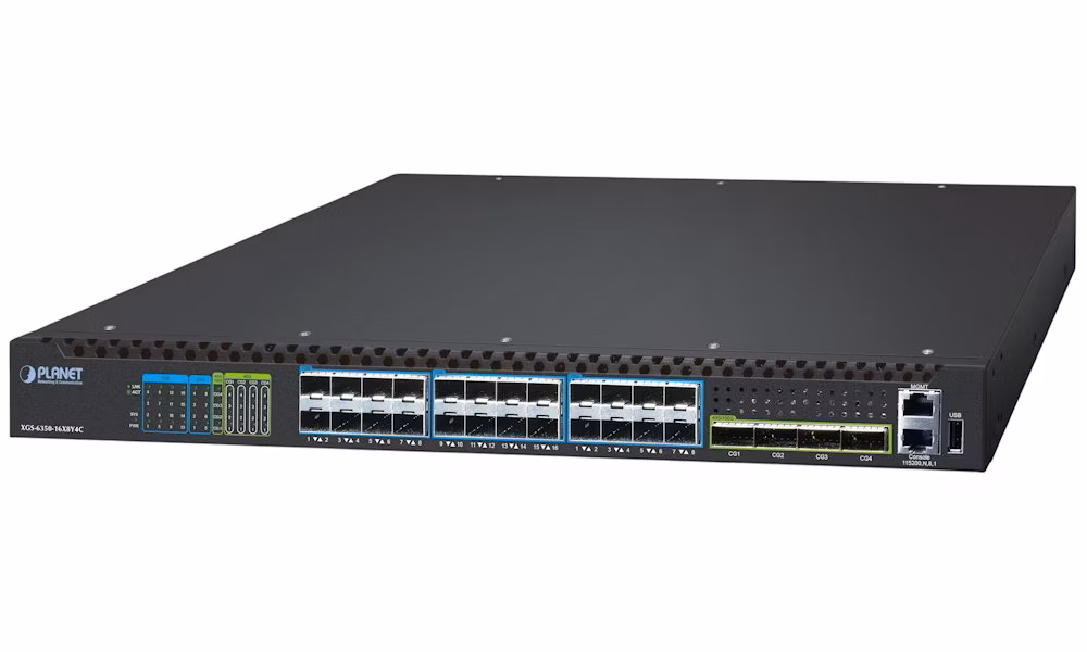 Planet XGS-6350-16X8Y4C L3 switch, 16x10G SFP+, 8x25G SFP28, 4x100G QSFP28, QoS, 2x power-in