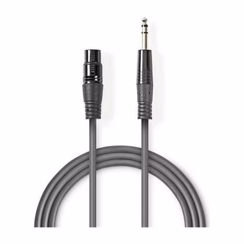 Nedis COTH15110GY15 - Vyvážený XLR Audiokabel | XLR 3pinová Zásuvka – 6,35mm Zástrčka | 1,5 m | Šedá barva