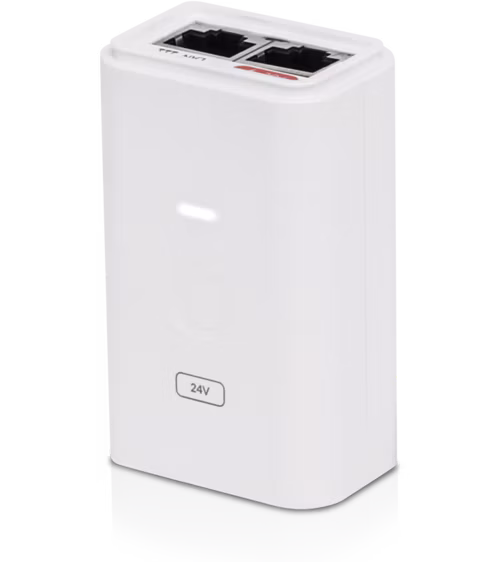 UBNT POE-24-7W-G-WH [Gigabitový PoE adaptér 24V/0,3A (7W), pre LBE-5AC-Gen2,LBE-5AC-16-120, vrátane.napájací kábel]