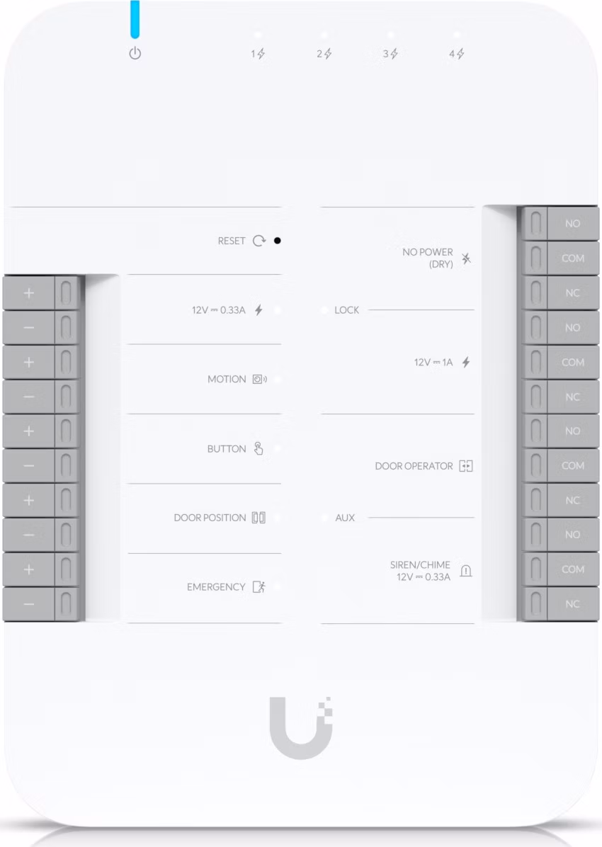 Ubiquiti UniFi Access Door Hub - Hub pro 1 dveře, 4x PoE Out, 2x výstup 12V nebo Dry, 2x AUX výstup, 1x PoE++ In