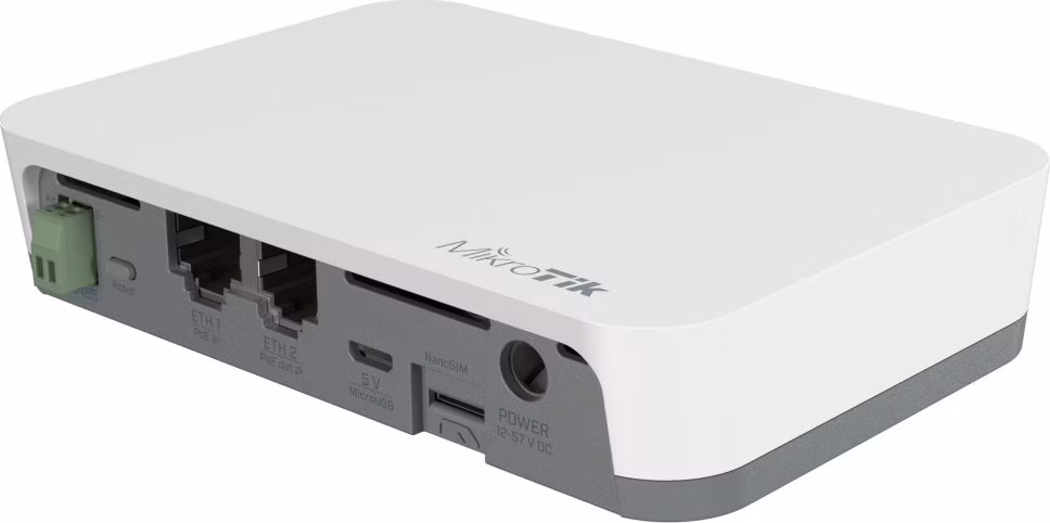 MikroTik KNOT IoT Gateway  CAT-M/NB, Bluetooth, 2x LAN, 1x SIM, microUSB, 2.4 GHz b/g/n, L4