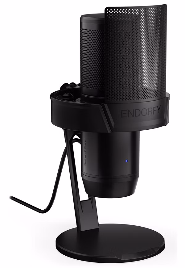 Endorfy Solum 2 Core,Mikrofon, kondenzátorový, kardioidní, pop-up filtr, dotykové ztlumení, USB-C, redukce na USB-A, drž