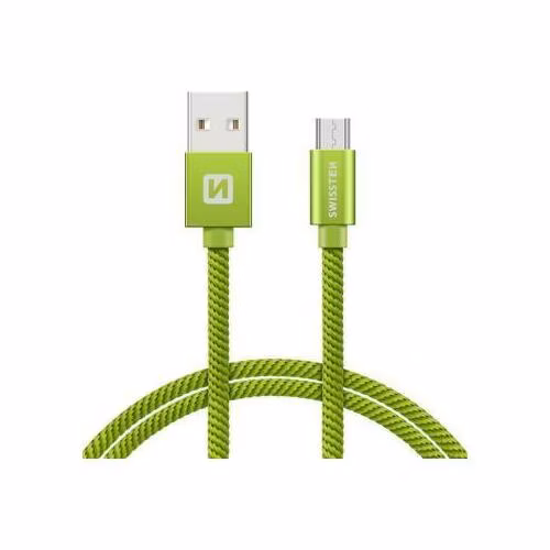 SWISSTEN DATA CABLE USB / MICRO USB TEXTILE 1,2M GREEN