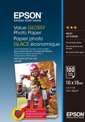 EPSON fotopapír C13S400039/ 10x15 / Value Glossy Photo Paper/ 100ks