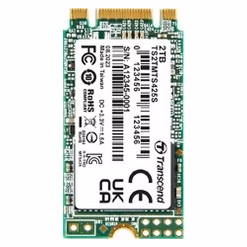 TRANSCEND MTS425S 2TB SSD disk M.2 2242, SATA III 6Gb/s (3D TLC), 550MB/s R, 500MB/s W