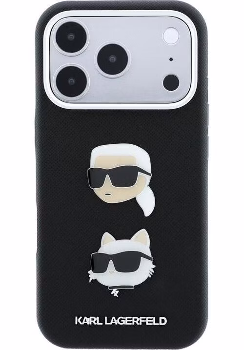 Karl Lagerfeld PU Semi Wrap Saffiano K&amp;CH Heads kryt iPhone 18 Pro čierna